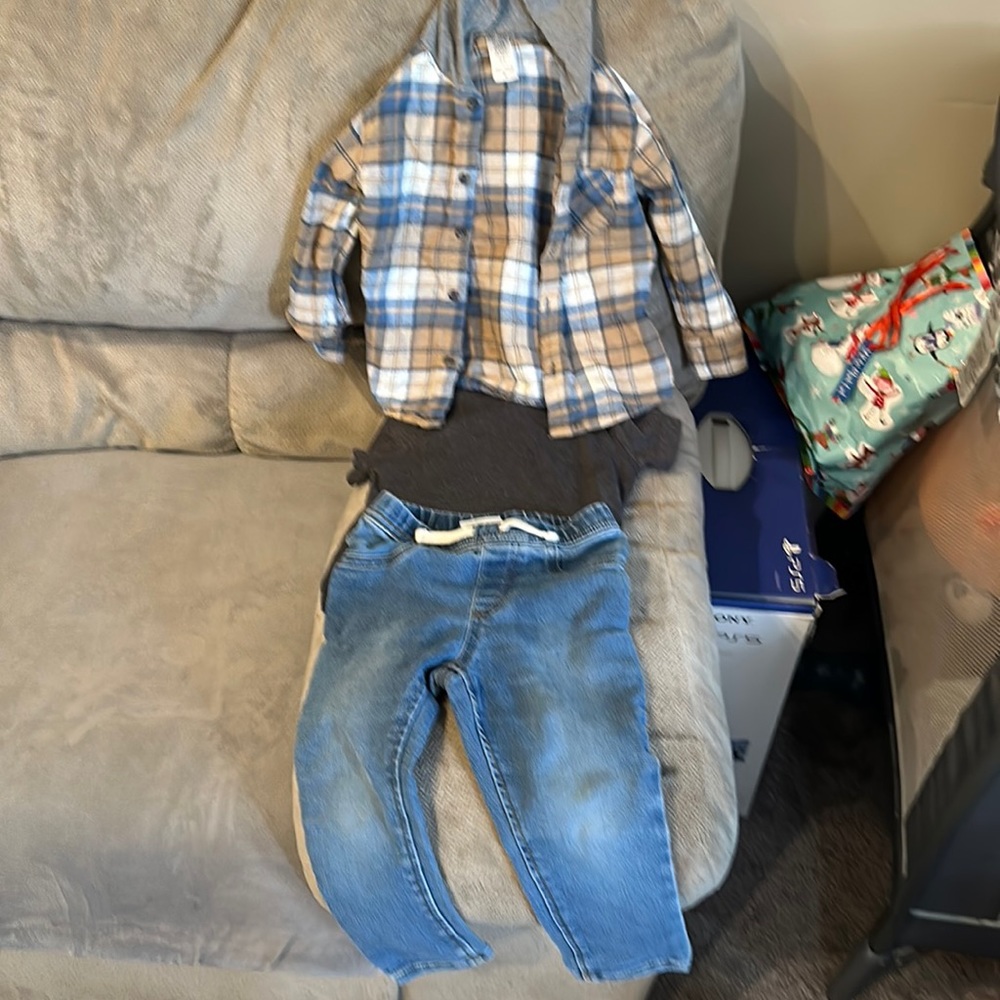 Gray and blue Jean outfit set